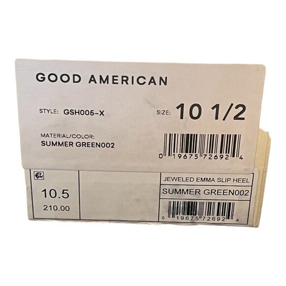 NEW Good American Jeweled Emma Slip Heels Mules Diamonds Summer Green Size 10.5 - Picture 9 of 9